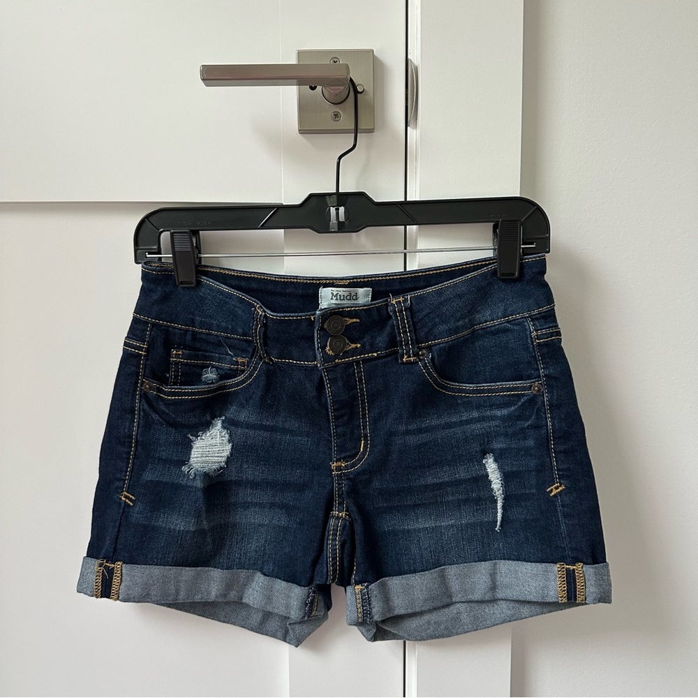 Mudd Blue Distressed Jean Shorts